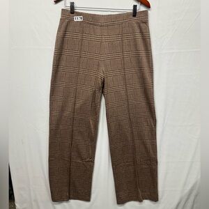 Isaac Mizrahi Live Brown Plaid Pull-On Pants Size Medium
